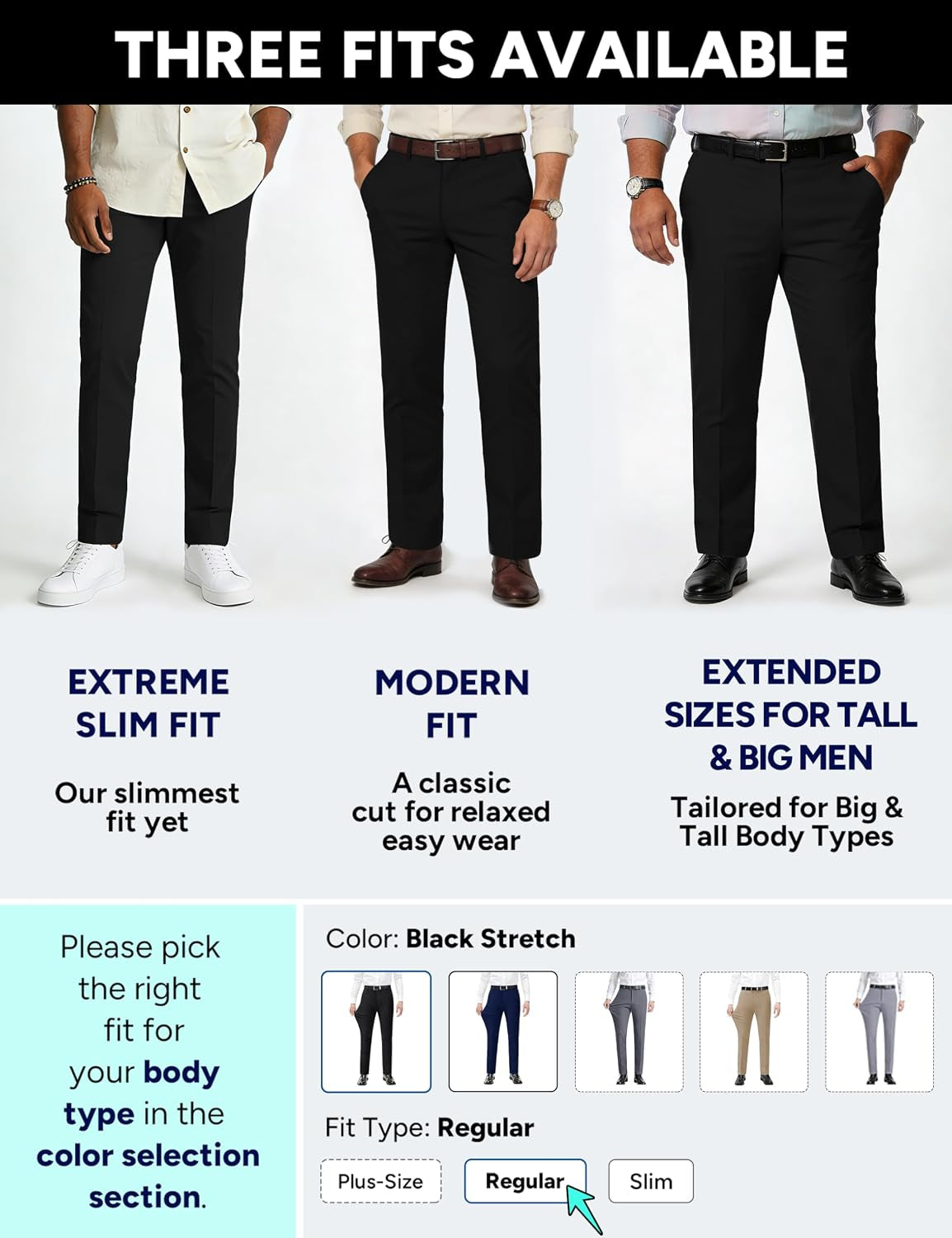 4 Way Stretch Men’S Dress Pants Wrinkle Resistant Non Iron