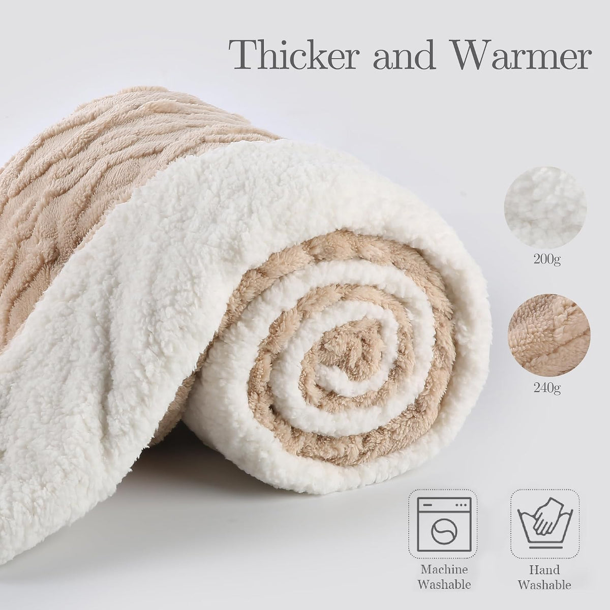 Electric Heated Blanket, 3D Pattern Design, Twin Size Sherpa Super Cozy Heated Blanket with 5 Heating Levels & 10 Hours Auto Off, Beige