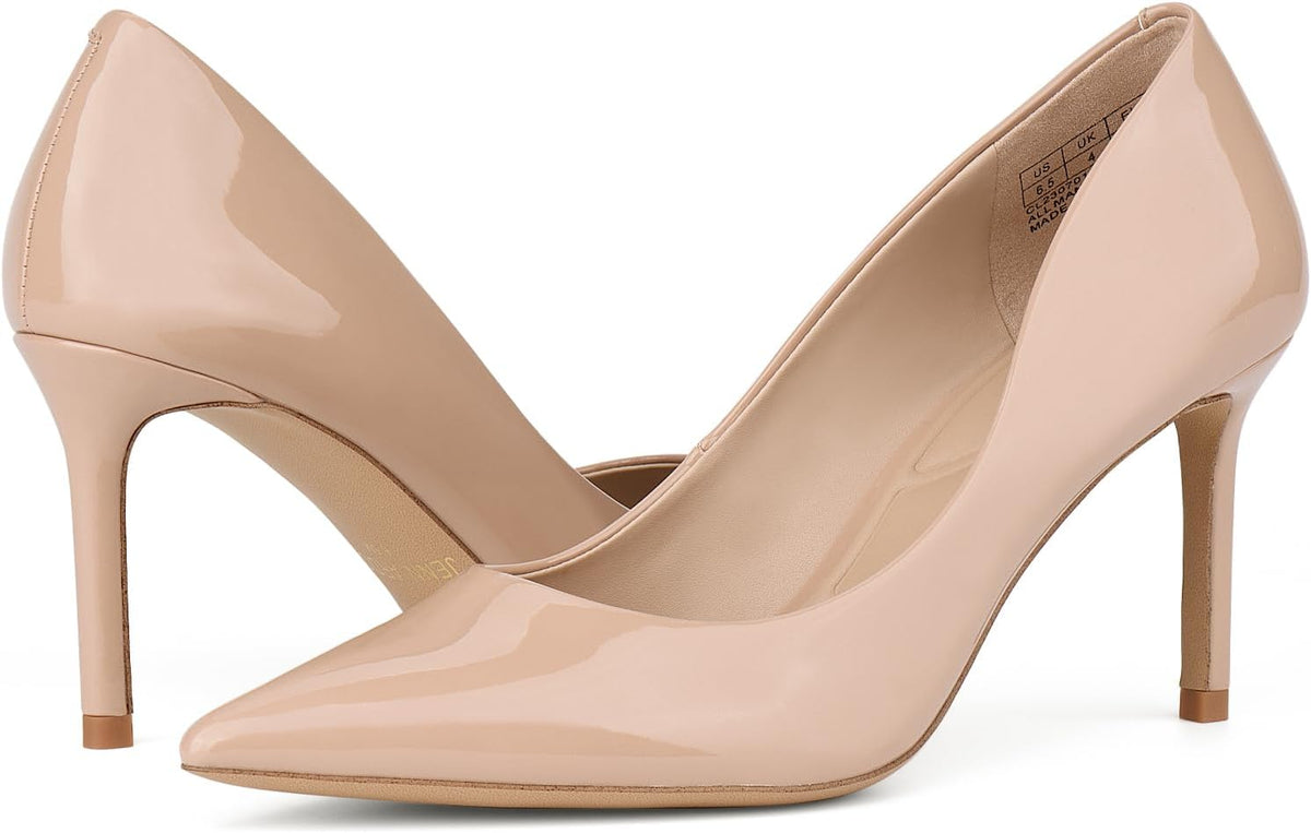Women'S Comfortable Stiletto Pumps 3 Inch Elegant Gorgeous Closed Pointed Toe Slip on Solid High Heels for Ladies Wedding Dress Shoes