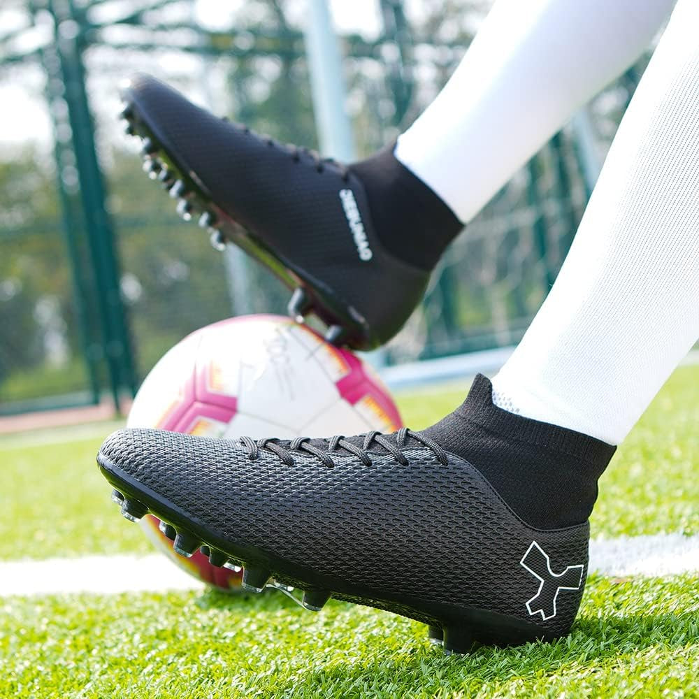 Men'S Soccer Cleats Football Shoes for Indoor Outdoor Training White