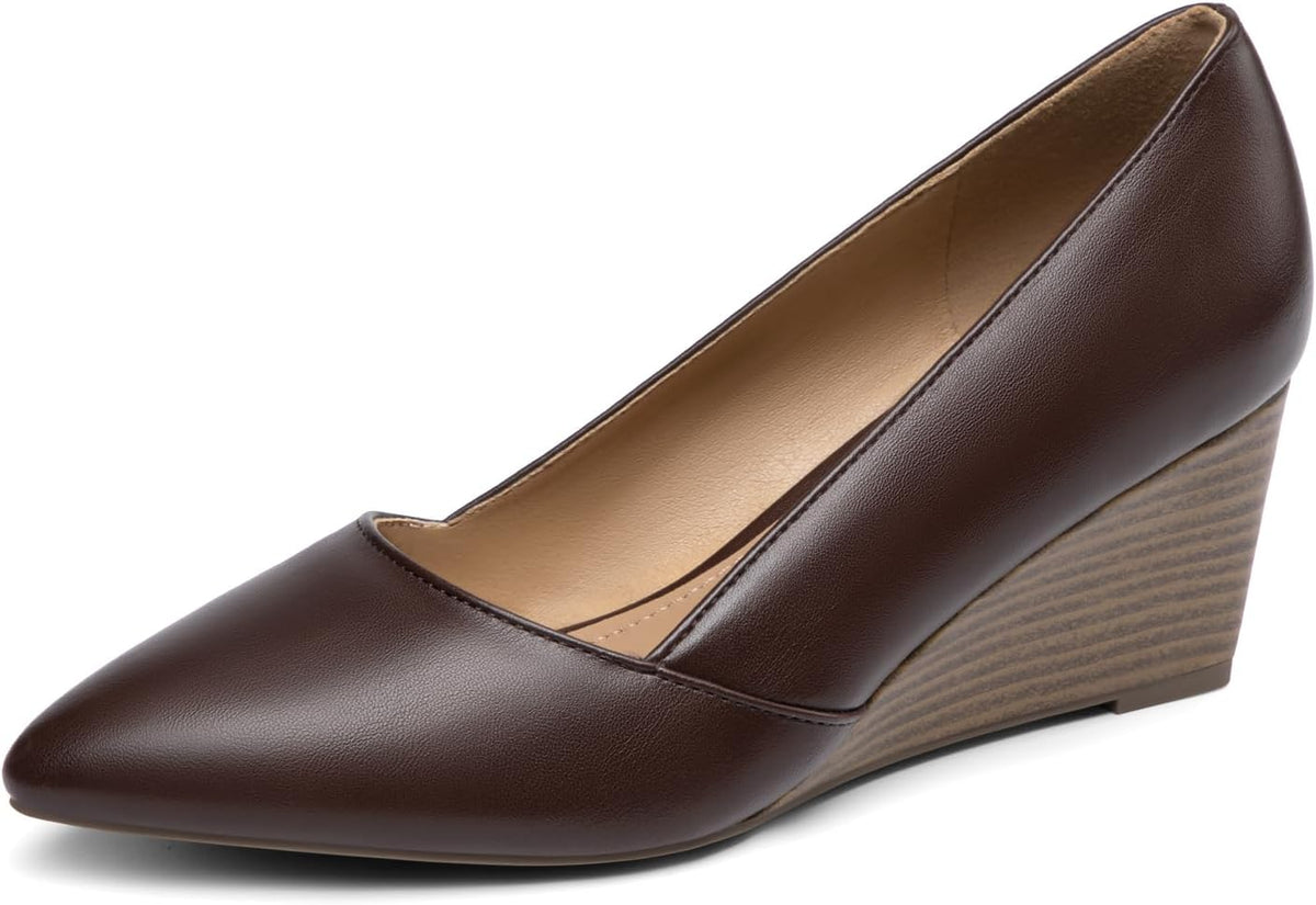 Women'S Low Wedge Heels Closed Toe Pumps Shoes