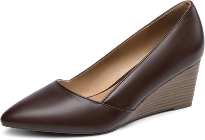 Women'S Low Wedge Heels Closed Toe Pumps Shoes