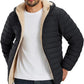 Mens Puffer Jacket Hooded Sherpa Lined Water Resistant Winter Coat