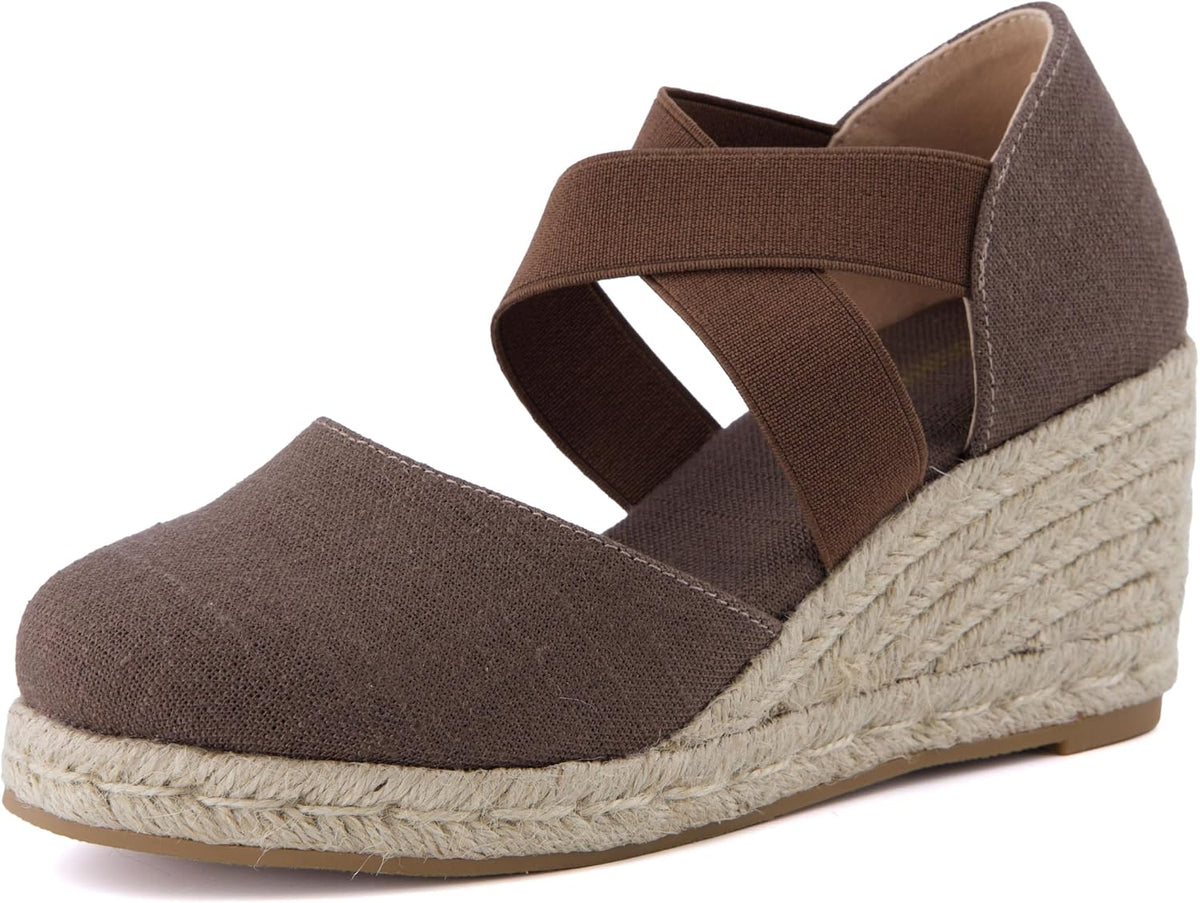 Chica Espadrille Wedge Sandals for Women Slip on Closed Toe Women Shoes with Elastic Straps and Stylish Everyday Comfort