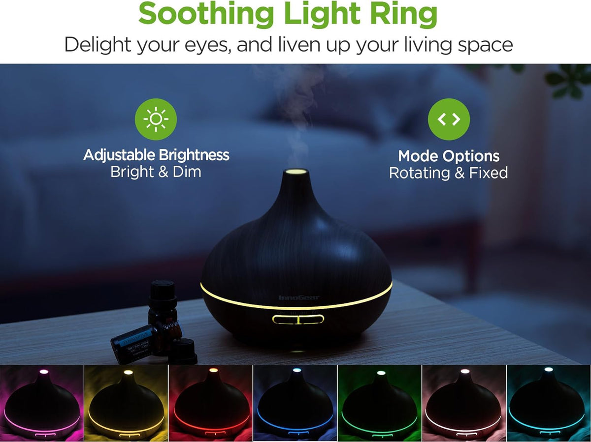 400Ml Aromatherapy Essential Oil Diffuser 10 Oils Gift Set, Dark