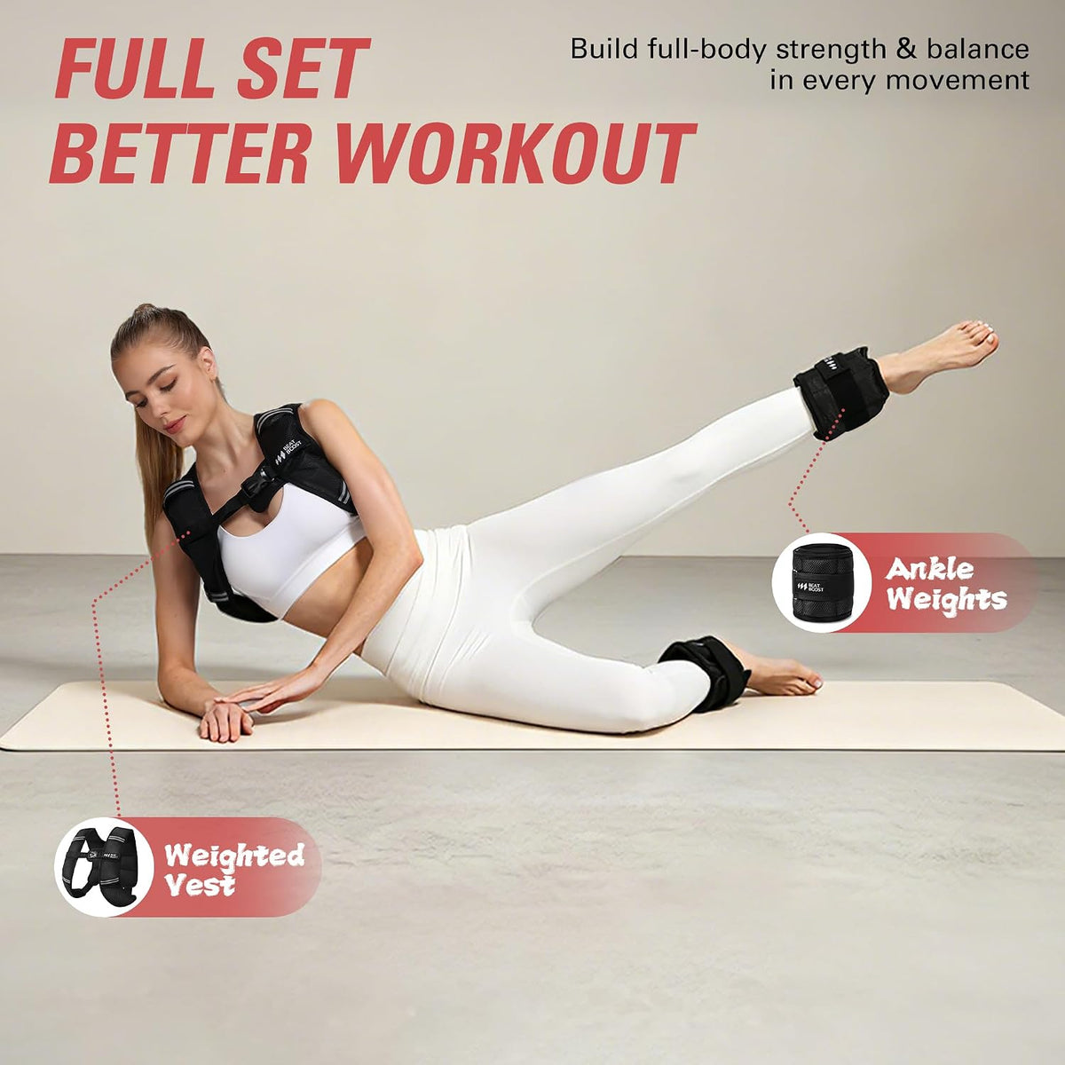 Ankle Weights Adjustable 10Lb for Women Men