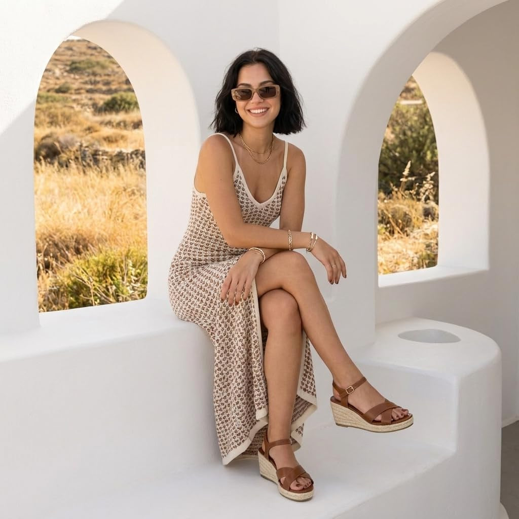 Prego Espadrille Wedge Sandals for Women, Crisscross Open Toe Wedge Heels with Adjustable Ankle Strap