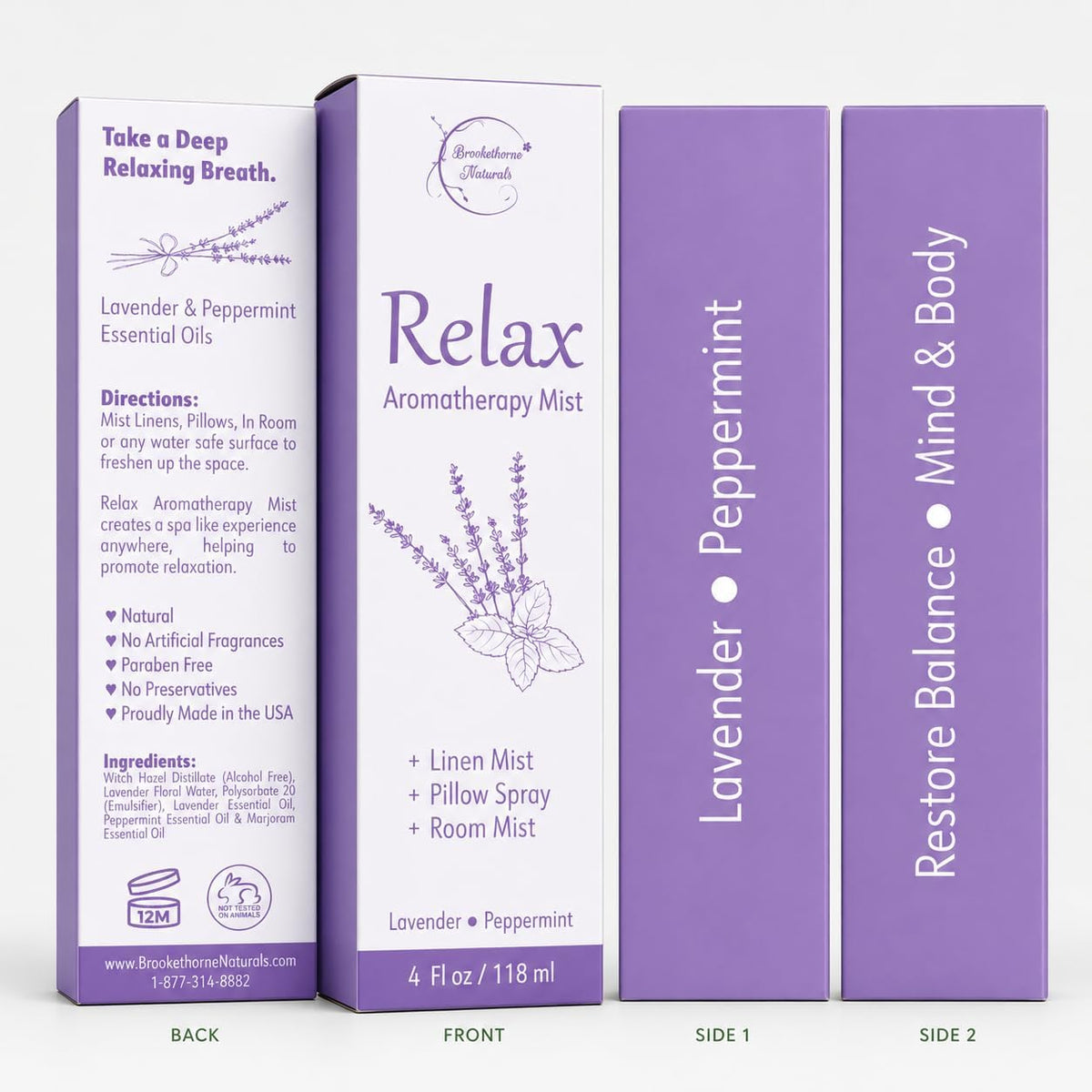 Relax Lavender Spray for Sleep, Natural Linen Spray for Bedding, Perfect Lavender Pillow Spray for Sleep. Aromatherapy Bed Spray with Lavender & Peppermint Essential Oils by  4Oz