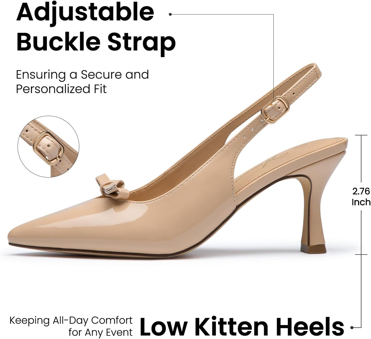 Women'S Closed Toe Heels Slingback Pumps Dress Shoes