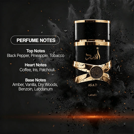 Lattafa Perfumes Asad for Unisex Eau De Parfum Spray, 3.4 Ounce