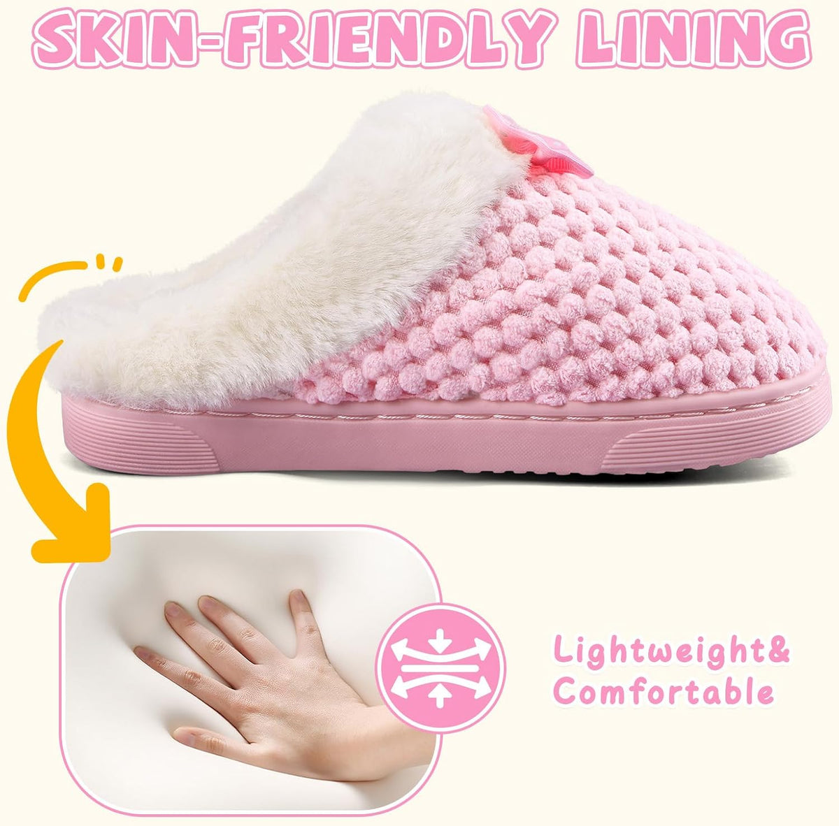Girls Slippers Memory Foam Toddler Kids Comfort Wool-Like Plush Fleece Lined House Shoes for Indoor & Outdoor