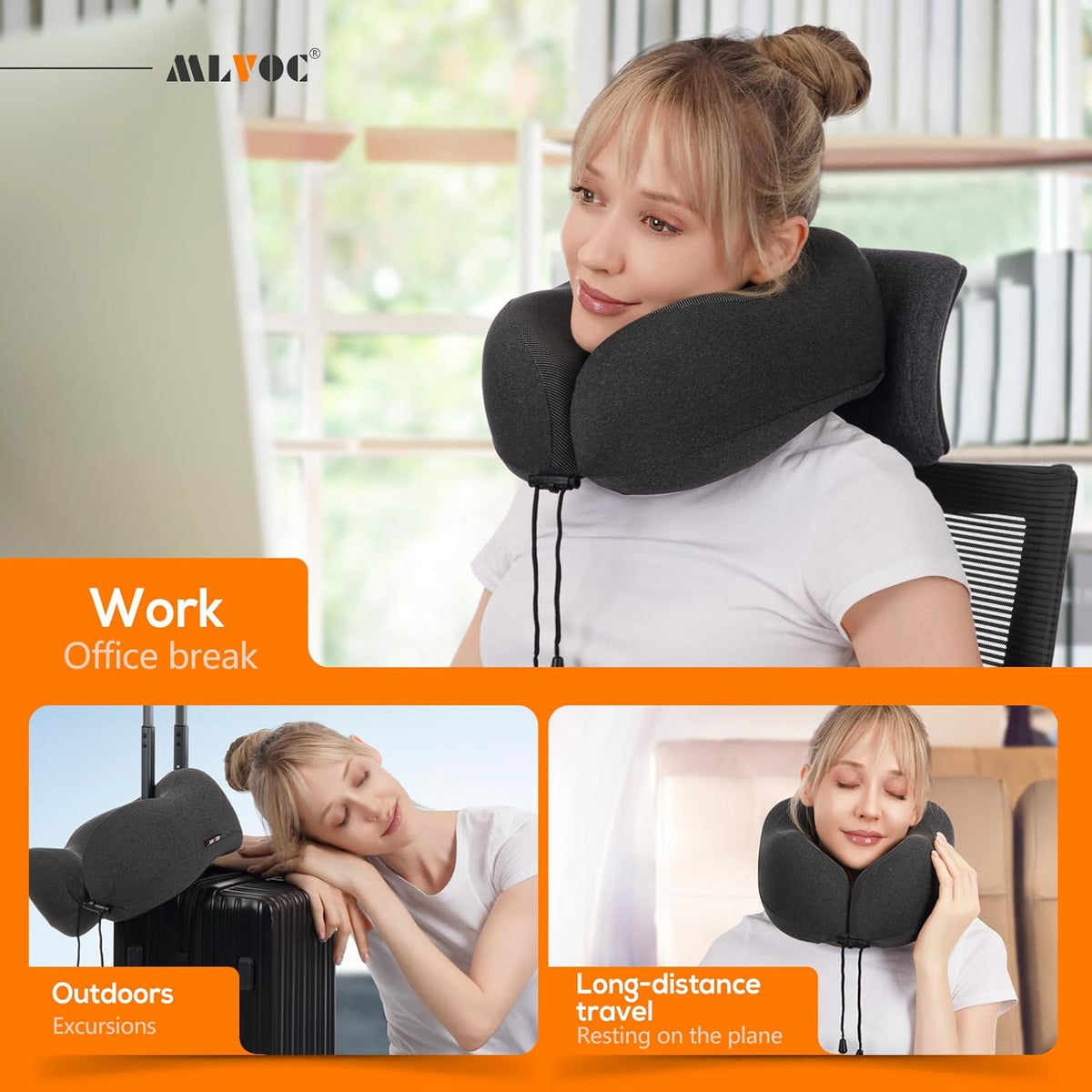 Airplane Travel Neck Pillow for Sleeping, 3D-Eye Mask & Earplugs Kit