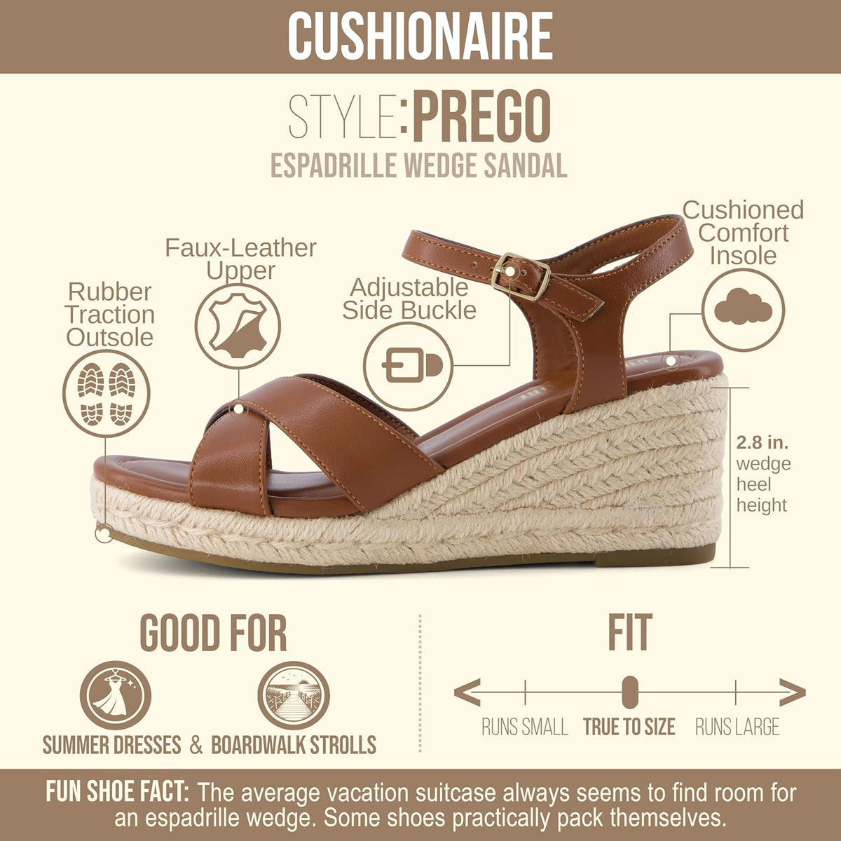 Prego Espadrille Wedge Sandals for Women, Crisscross Open Toe Wedge Heels with Adjustable Ankle Strap