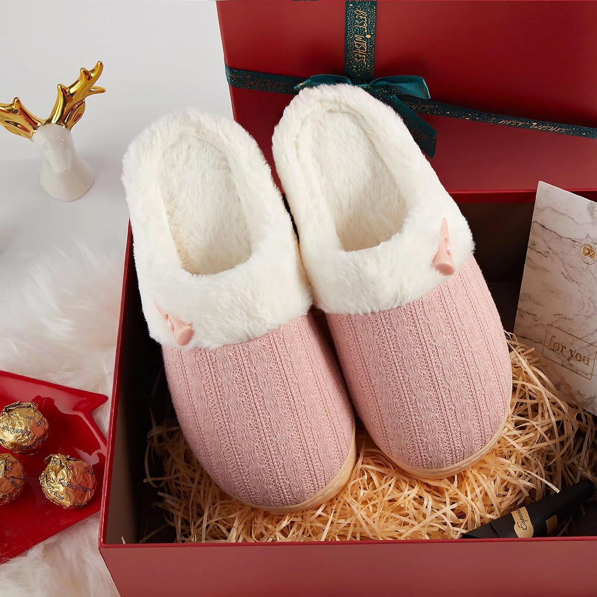 Women'S Fuzzy House Slippers Memory Foam Cute Ladies Home Shoes