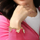 Juicy Couture Charm Bracelet for Women, 5 Heart Charms, 7.5"-8", Gold-Tone