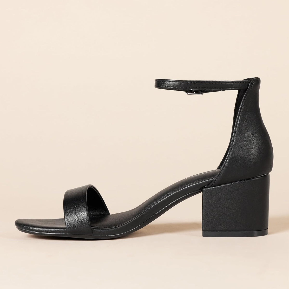 Women'S Two Strap Heeled Sandals with Adjustable Ankle Strap, Padded Memory Foam Insole