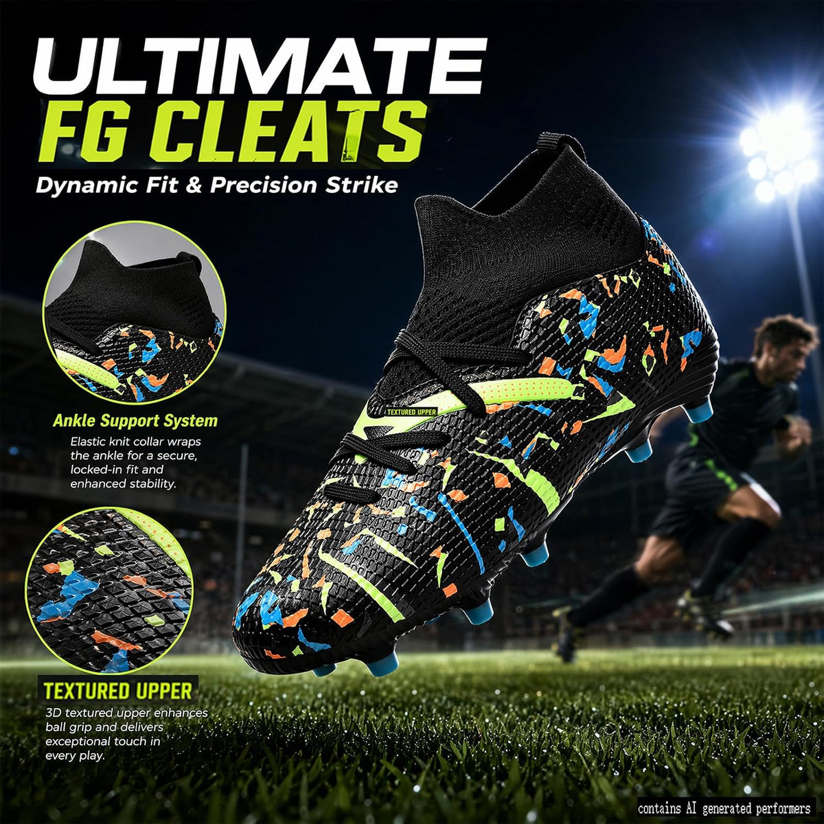 Kids Soccer Cleats Boys Girls Turf Traning Football Shoes