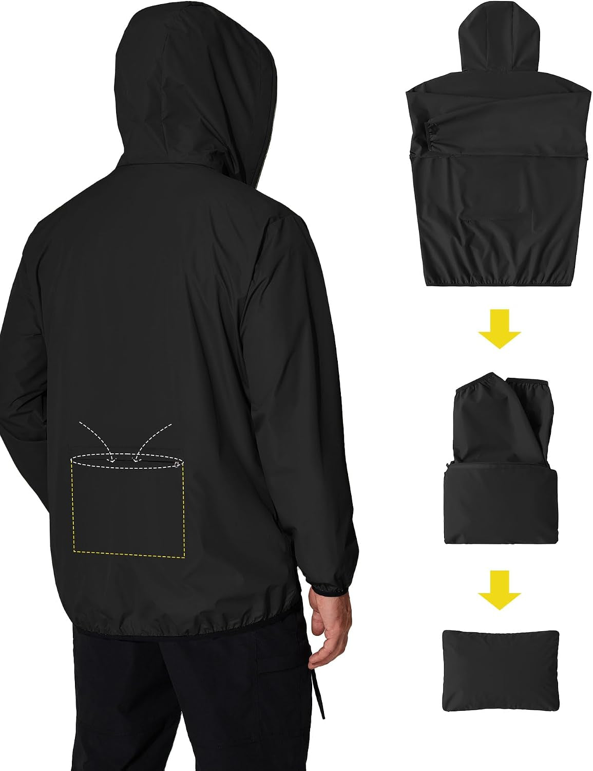Men'S Light Rain Jacket Packable Waterproof Raincoat Windbreaker