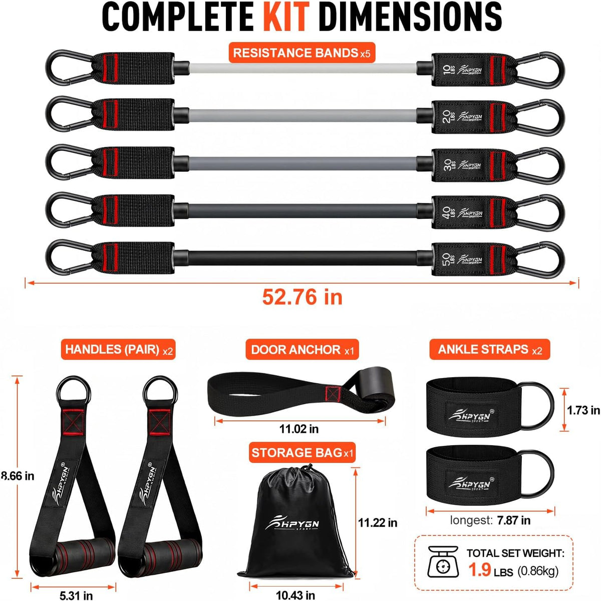 Resistance Bands with Handles, 150 Lb Exercise Bands for Home Workout