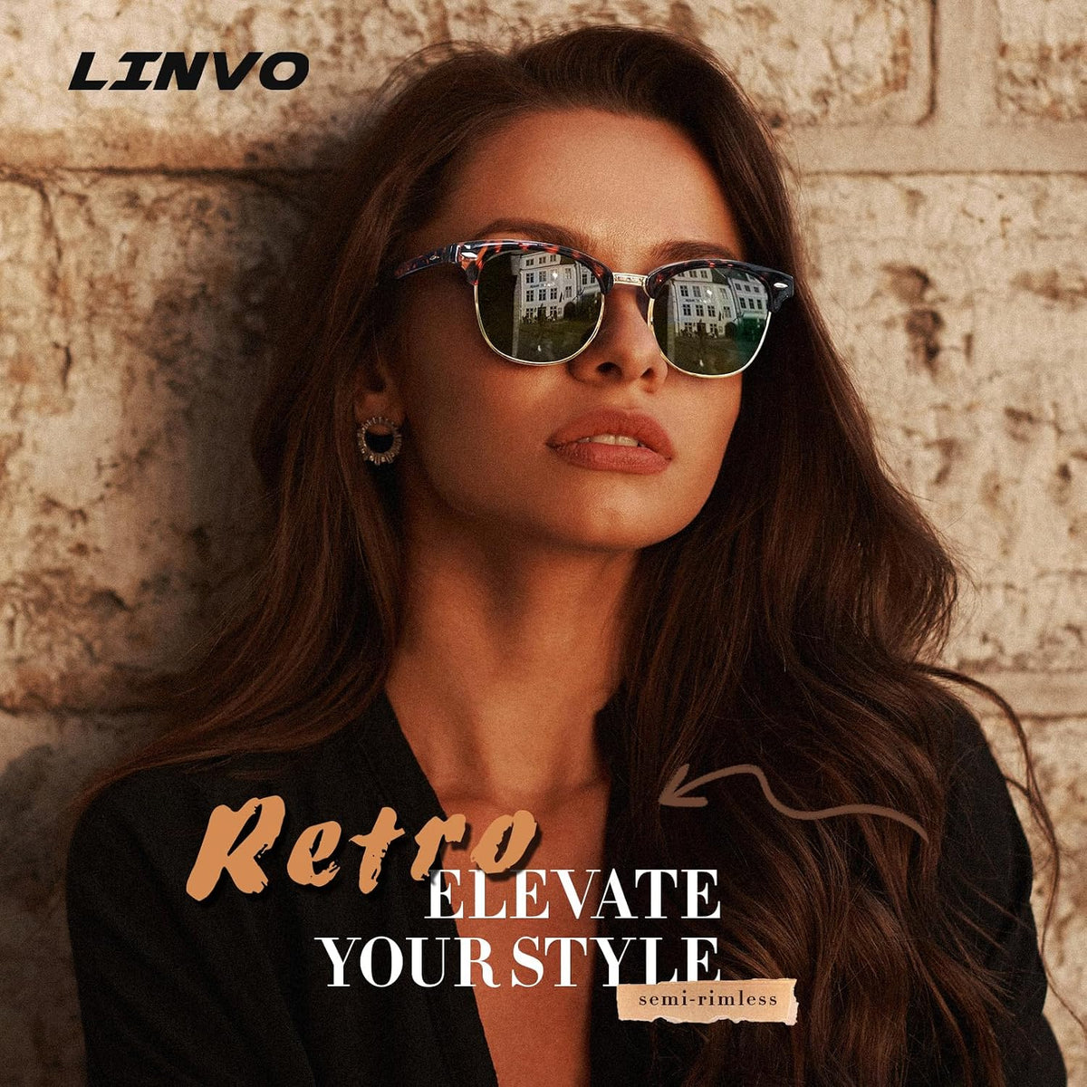 Polarized Semi Rimless Sunglasses Men Women,Half Frame Sun Glasses