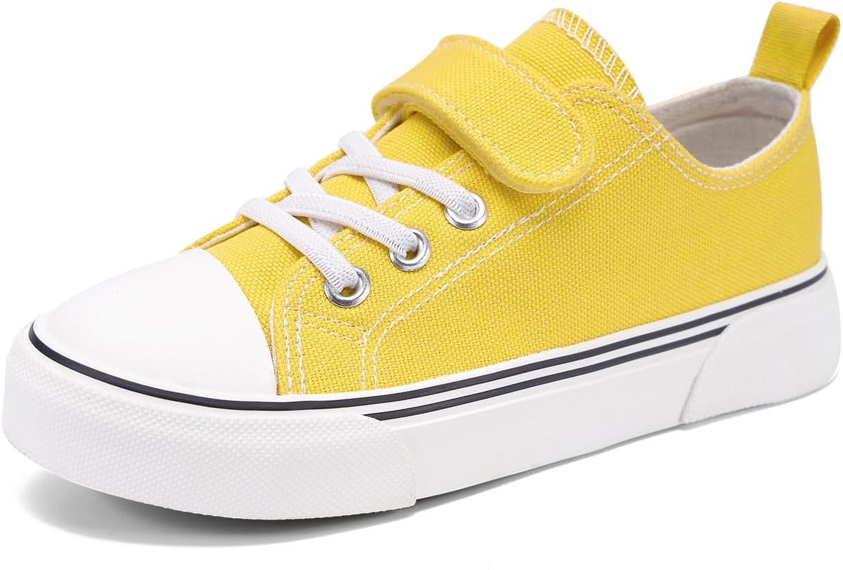 Toddler Boys and Girls Sneakers Low Top Adjustable Strap Canvas Shoes for Kids