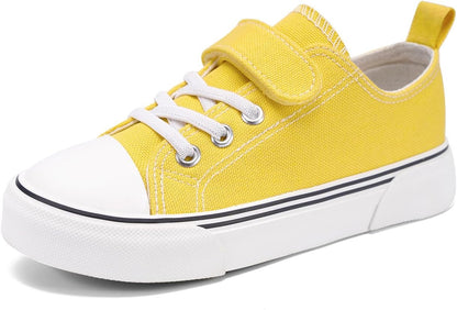 Toddler Boys and Girls Sneakers Low Top Adjustable Strap Canvas Shoes for Kids