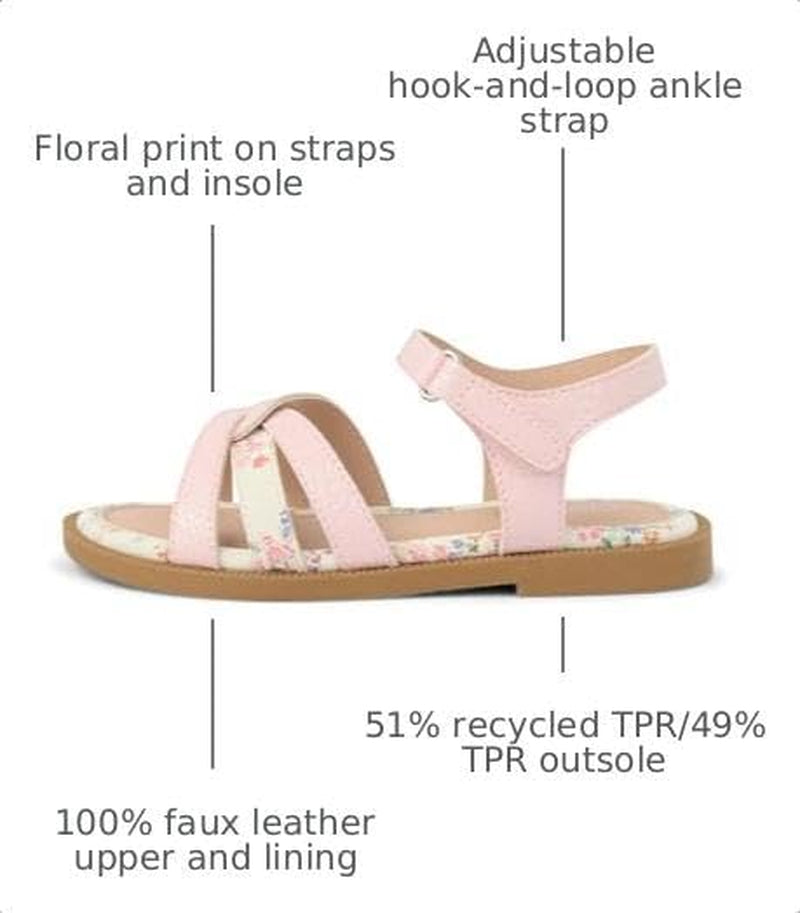 Girls' Toddler Flat Sandal with Adjustable Ankle Strap