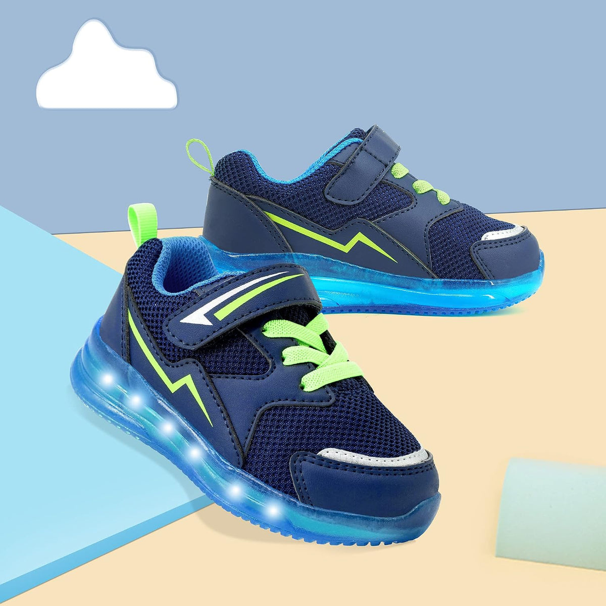 Toddler Boys Girls Light up Shoes LED Flashing Lightweight Mesh Breathable Adorable Running Sneakers for Toddler and Little Kid