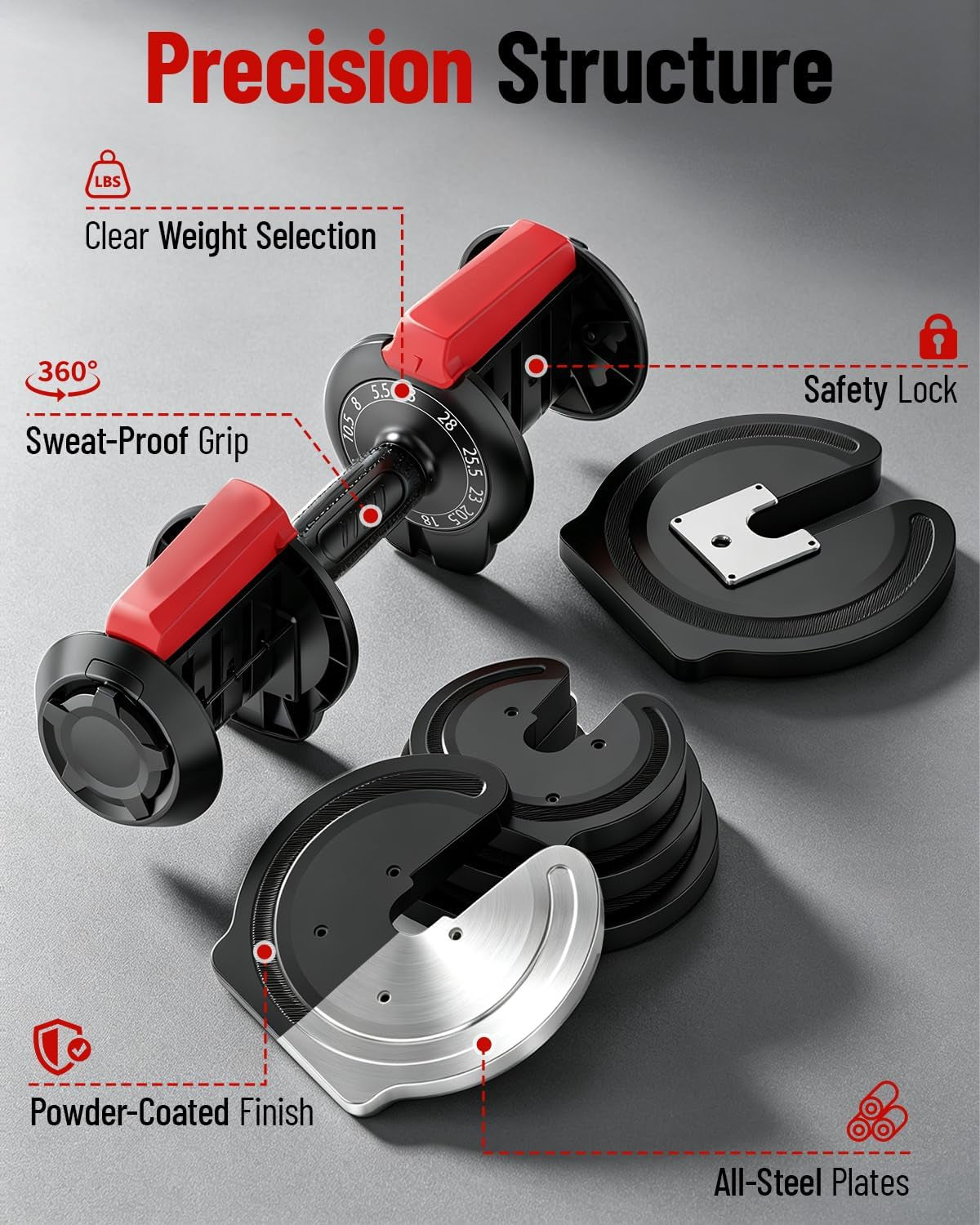 28/40/50/90 Lbs Adjustable Dumbbell Set, Adjustable Dumbbells