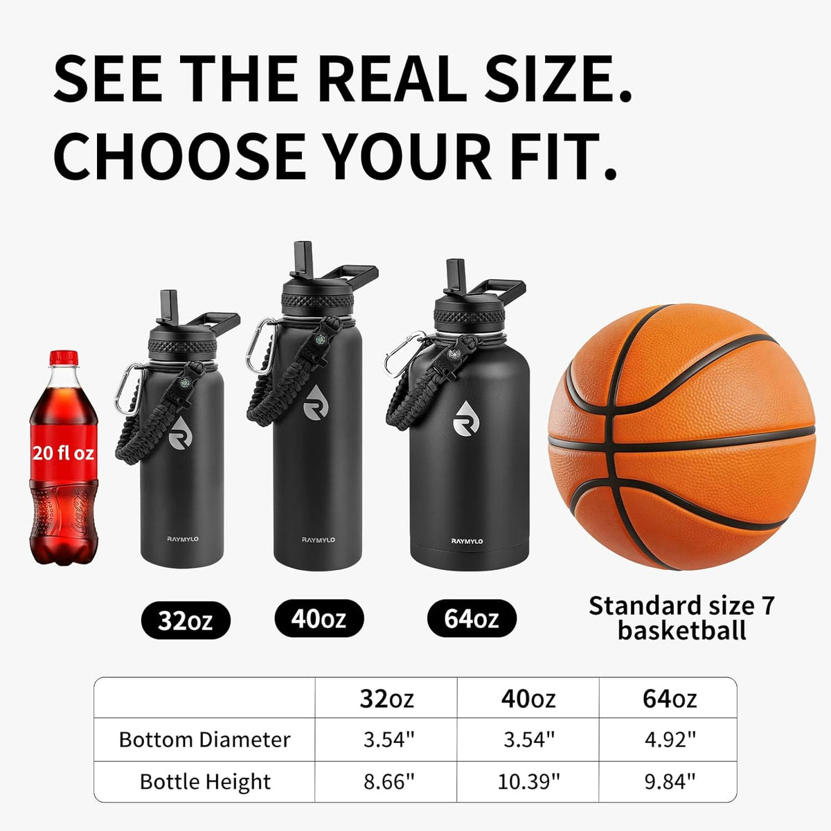Insulated Water Bottle 40 Oz, Triple Wall Vacuum Stainless Steel
