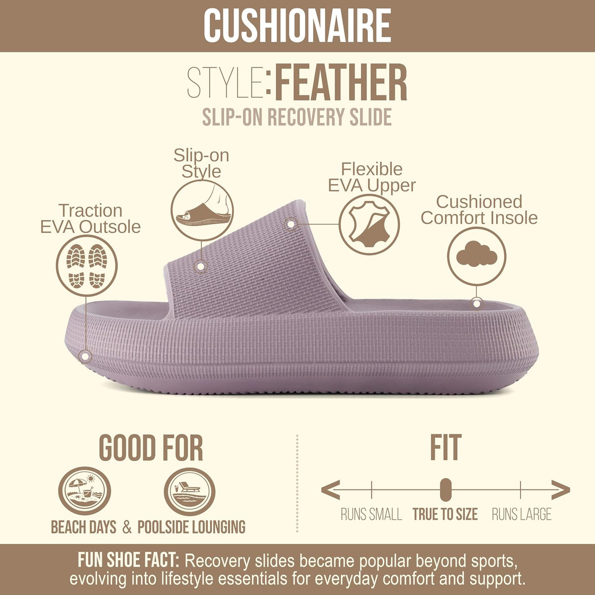 Feather EVA Slides for Women – Comfortable Slip on Womens Slippers, Indoor Outdoor Shower Shoes, Beach Essential Cloud Slides