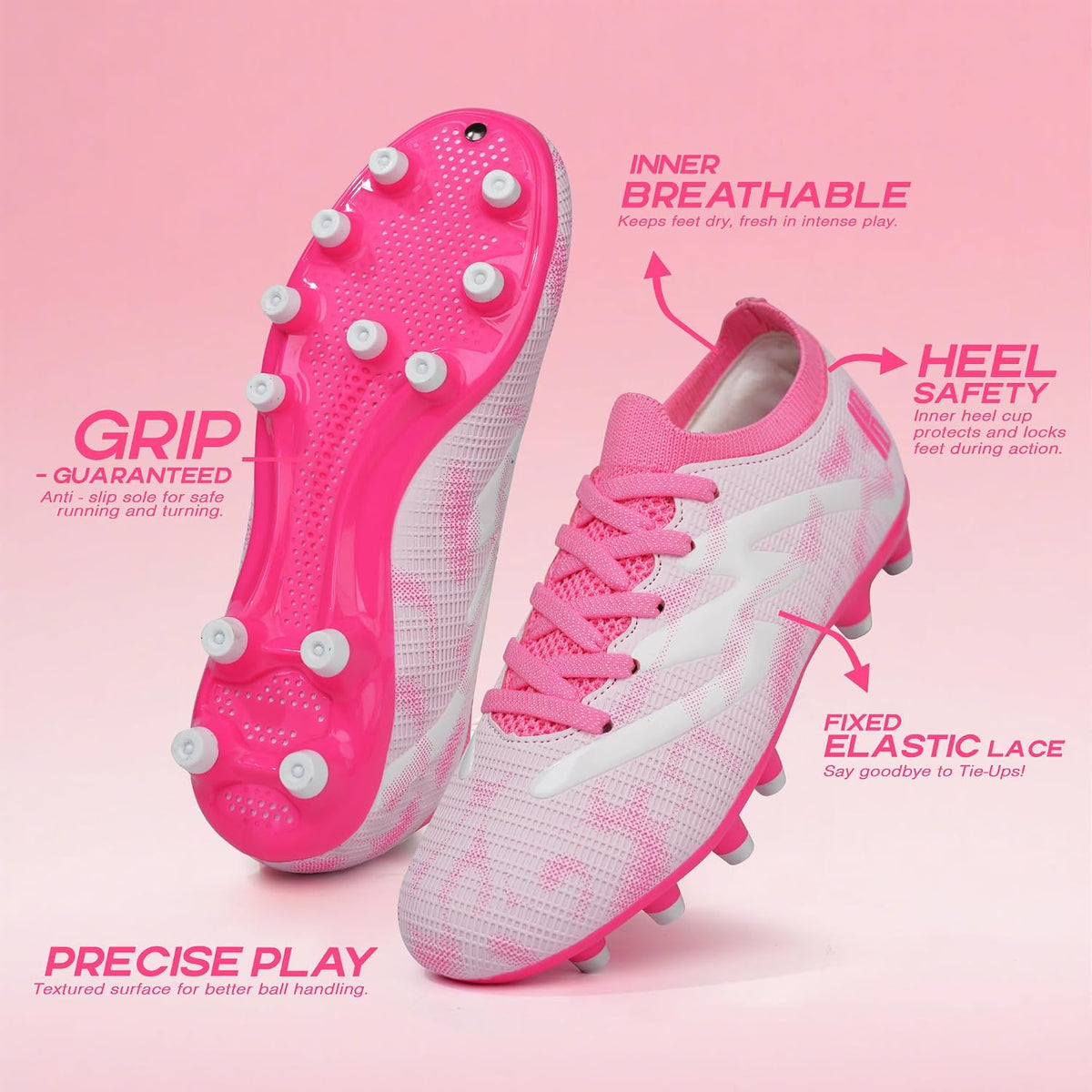 Kids Firm Ground Soccer Cleats Boys Girls Football Shoes with Shin Guards and Soccer Socks