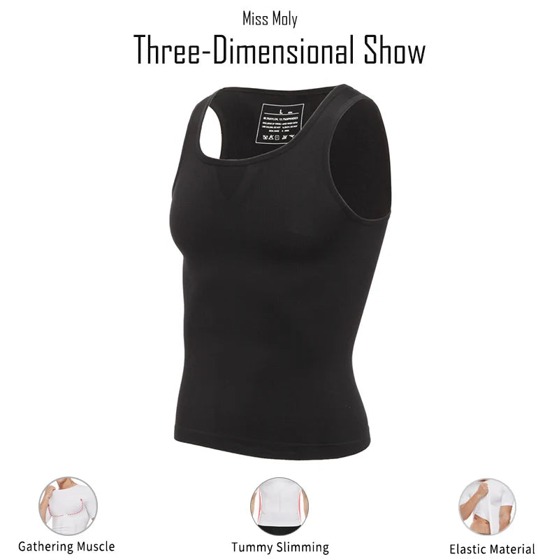 Mens Slimming Body Shaper Chest Compression Shirts Gynecomastia Abdomen Slim Vest Tummy Control Shapewear Waist Trainer Corset