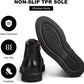 Mens Dress Boots, Genuine Leather Brogue Wingtip Mens Casual Oxford Boots with Side Zipper, Comfortable Formal Lace up Chukka Ankle Boot for Men