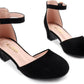 Girls Dress Shoes Closed Toe Kids Heels Ankle Strap