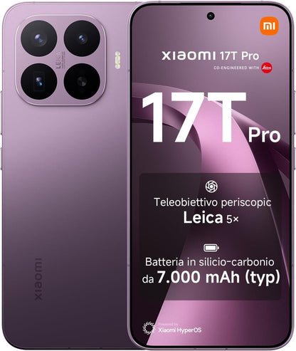 17T PRO Ai 5G (Compatible with Tmobile Mint Tello & Global) (512GB + 12GB) NFC Global ROM Unlocked 50MP Triple Pro Leica Cam Esim 6.83" 144Mhz Model 2506BPN68G Liberado (Deep Violet)