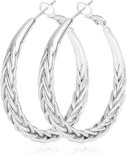 Sterling Silver Hoop Earrings Hypoallergenic Thick Silver Earrings