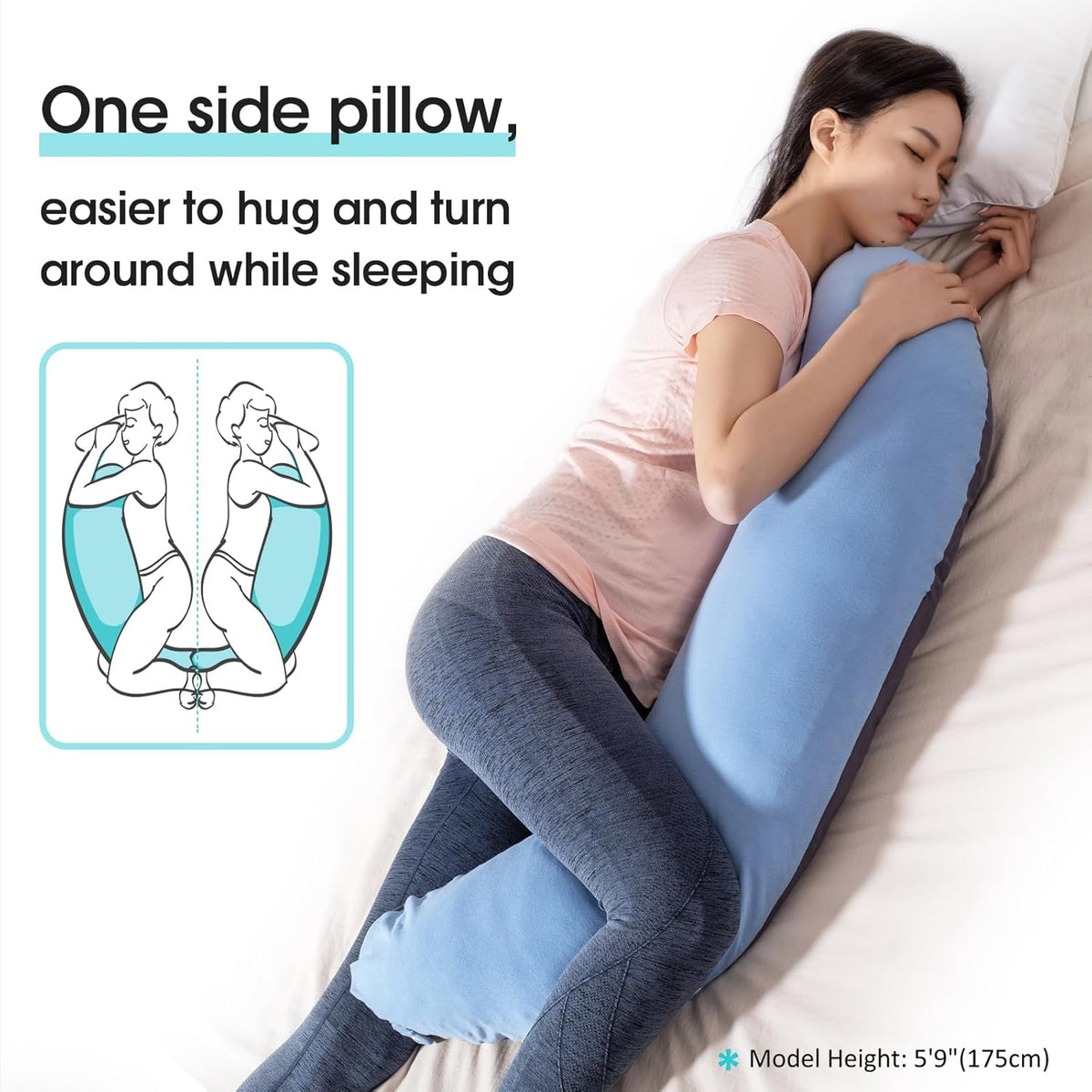 39" C Shaped Body Pillow for Side Sleeping Adults Men Women, Anxiety Relief Hugging Gaming Pillow, Pregnancy Maternity Leg Knee Support Pillow, Gifts for New Moms, Washable Pillowcase(L)
