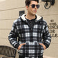 Heavy Thick Hoodies for Men Plaid Flannel Sherpa Lined Zip up Coat