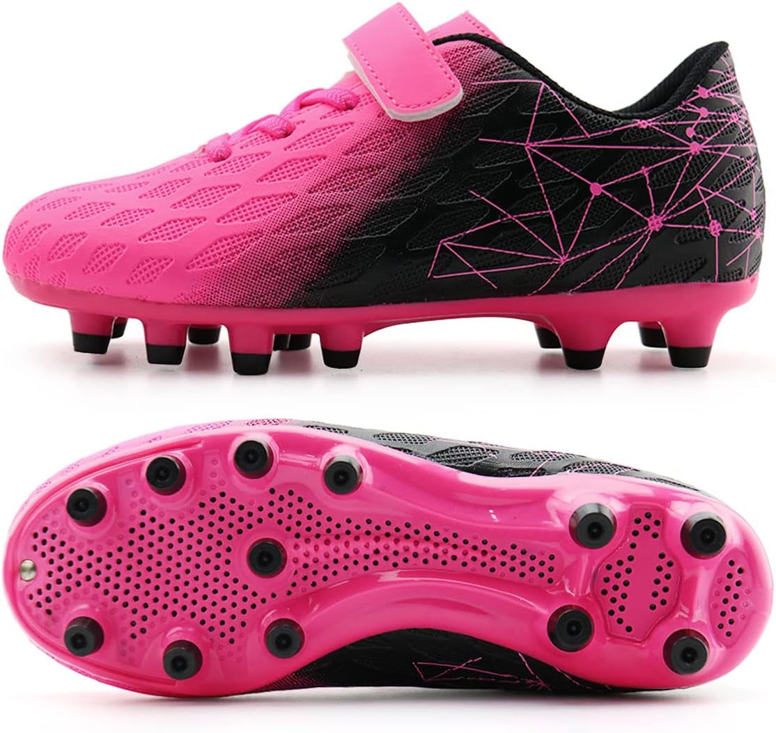Kids Firm Ground Soccer Cleats Boys Girls Athletic Outdoor Football Shoes