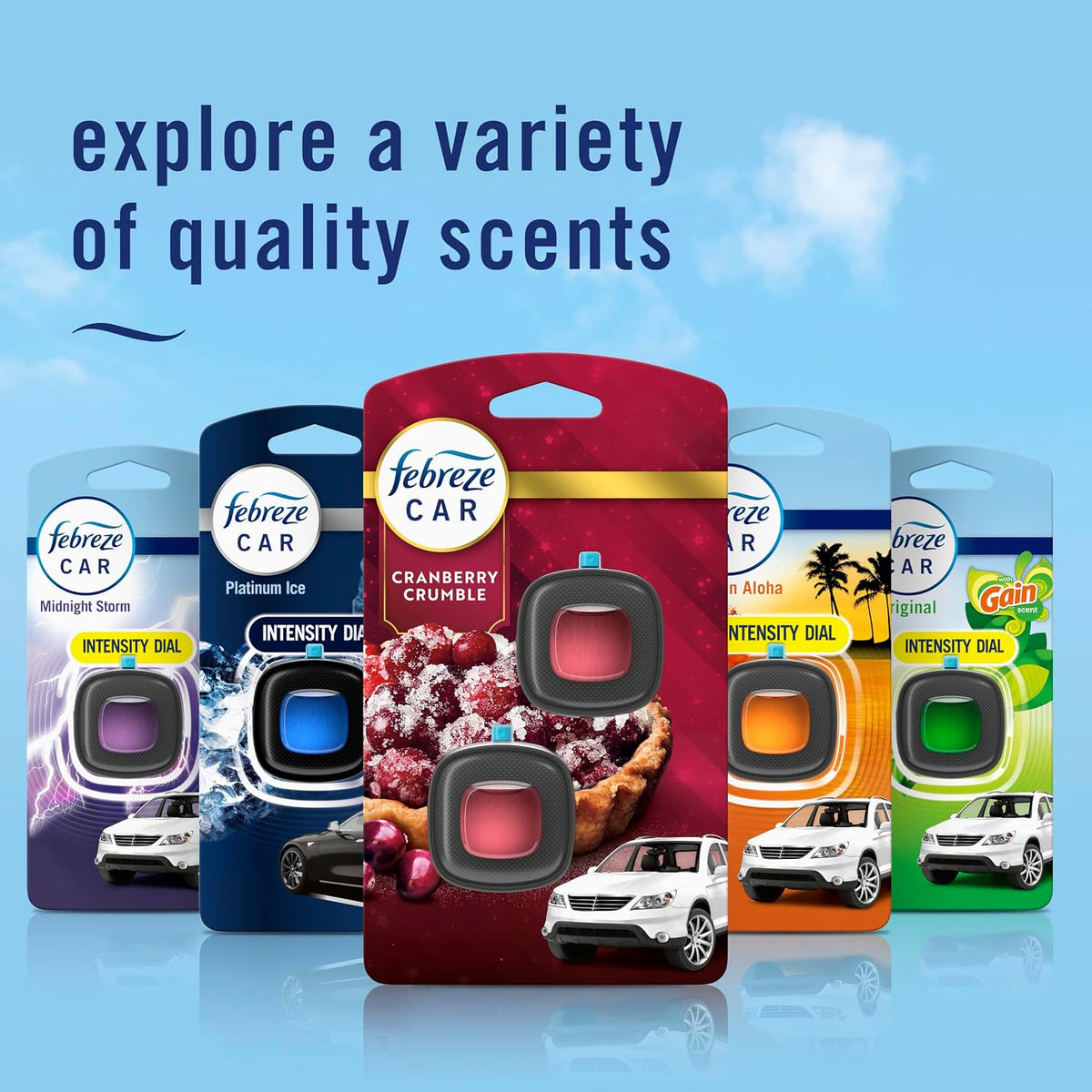 Car Air Freshener, Odor-Fighting Automotive Vent Clip, Scented Car Accessories, Long Lasting for Strong Odors, Cranberry Crumble Scent, 4 Count