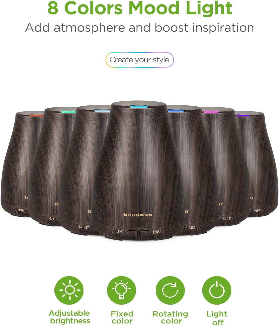 100Ml Essential Oil Diffuser for Home with 6 Oils Gift Set, Brown