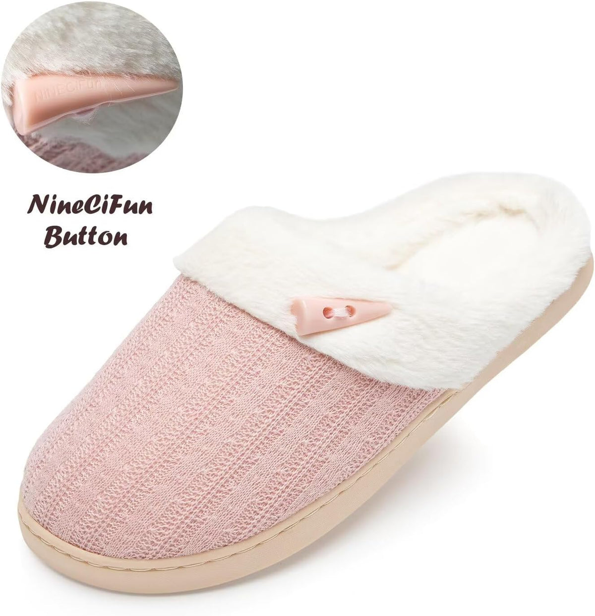 Women'S Fuzzy House Slippers Memory Foam Cute Ladies Home Shoes
