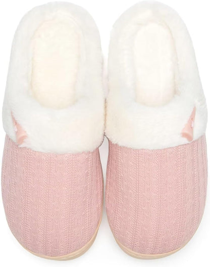 Women'S Fuzzy House Slippers Memory Foam Cute Ladies Home Shoes