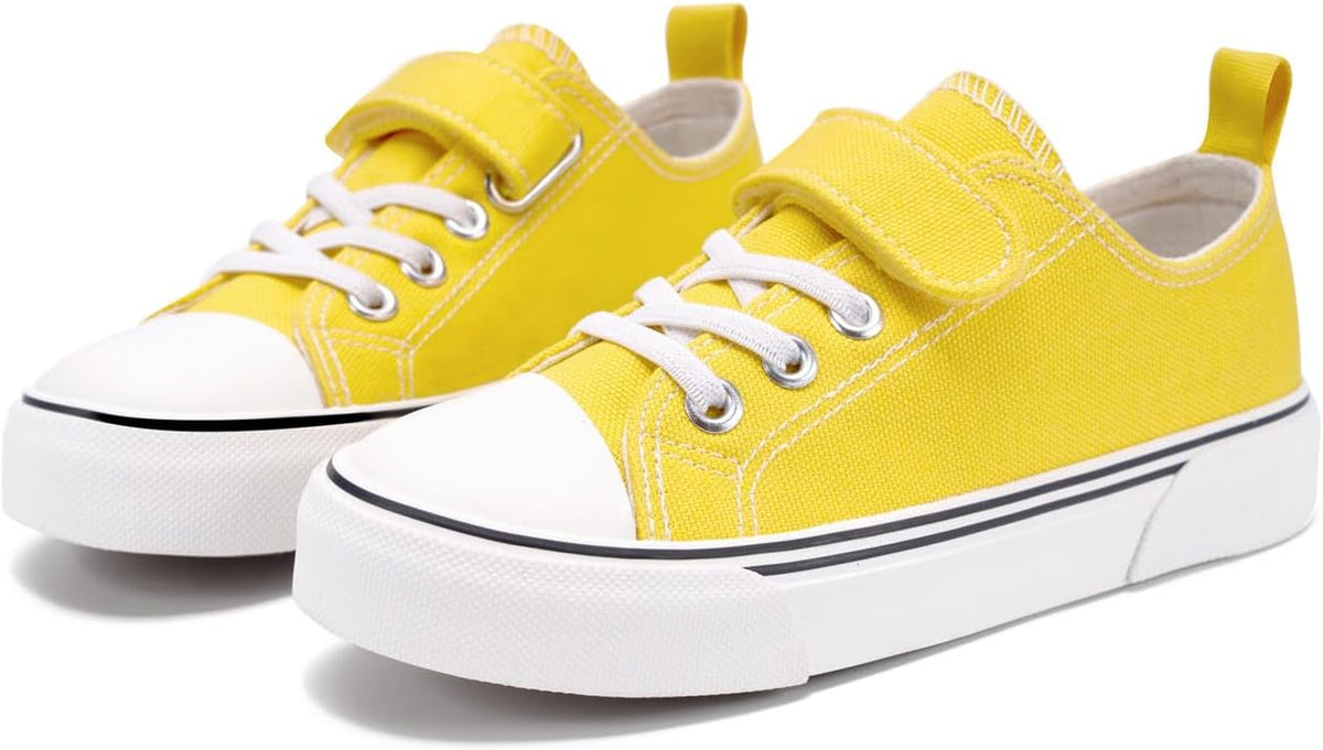 Toddler Boys and Girls Sneakers Low Top Adjustable Strap Canvas Shoes for Kids