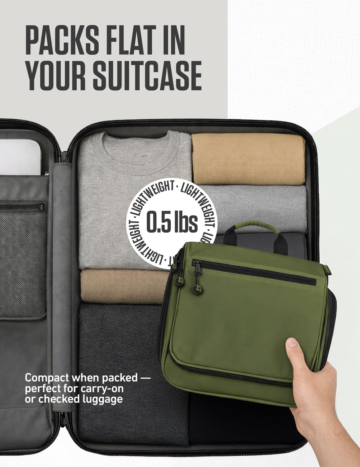Hanging Travel Toiletry Bag, 18 Compartments - Forest Green