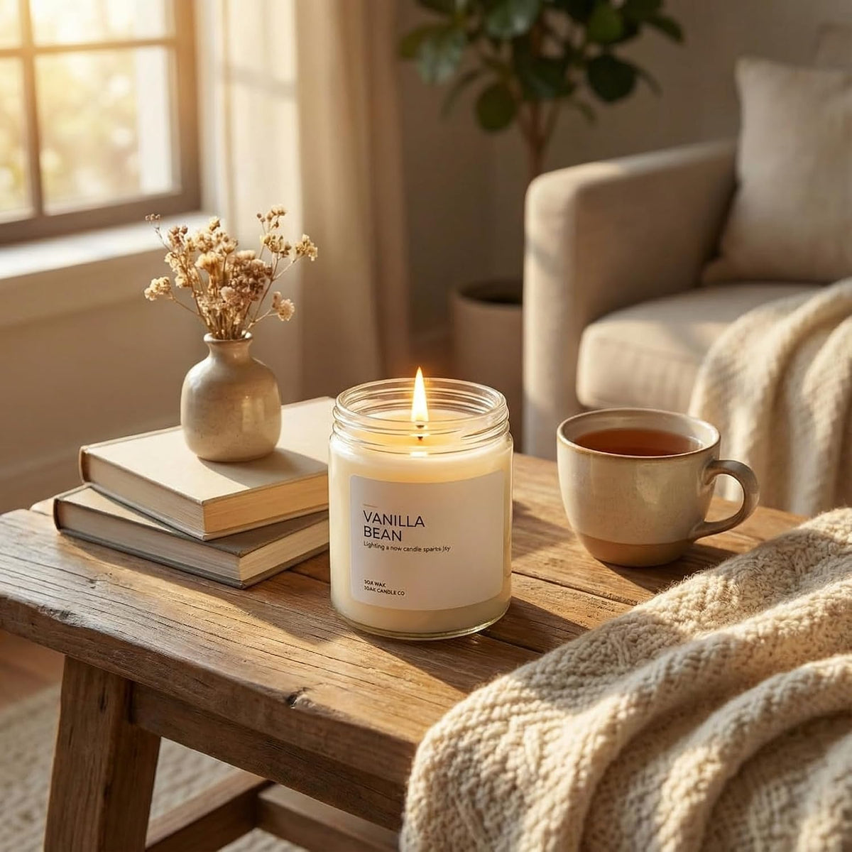 Vanilla Bean Candle - Vanilla Candles for Home - Soy Wax Scented Candles - Hand-Poured (7Oz.)
