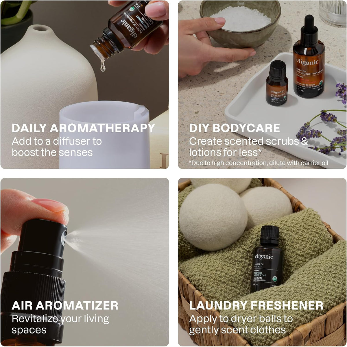 Organic Essential Oils Set for Home Diffuser, 100% Pure, Top 8
