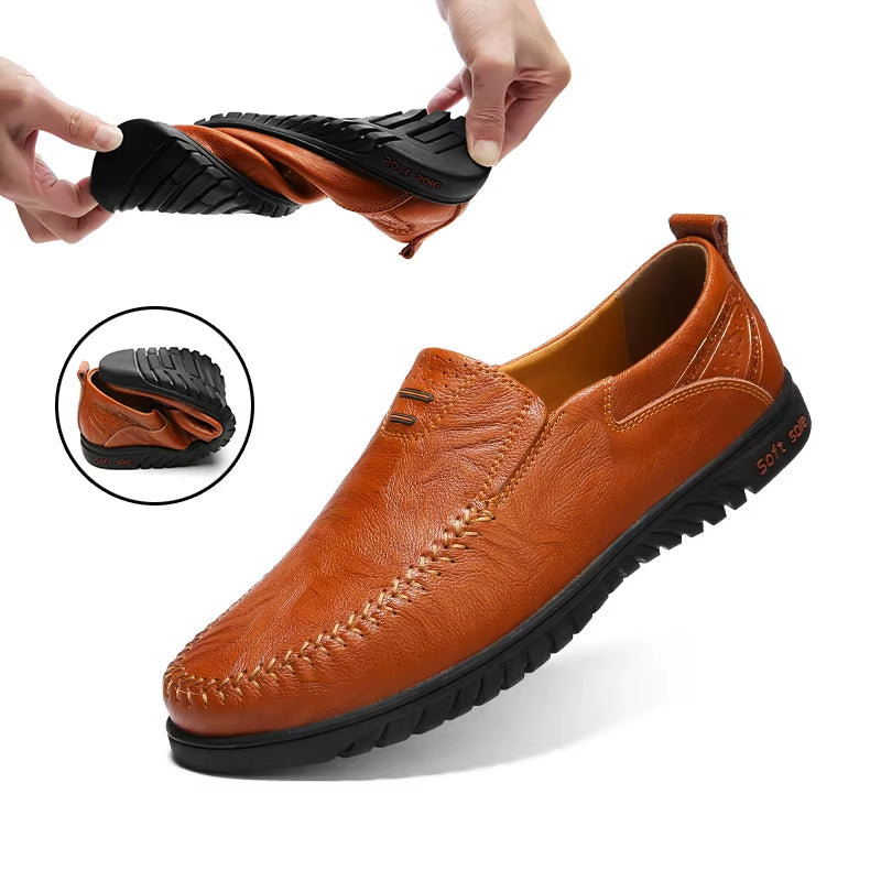 Genuine Leather Men Shoes Luxury Brand 2022 Casual Slip on Formal Loafers Men Moccasins Italian Black Male Driving Shoes