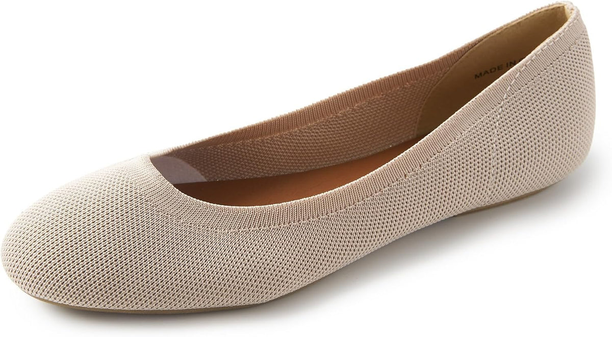 Women'S Ballet Flats round Toe Soft Knit Ballerina Flats Slip on Dress Shoes for Women Walking Dressy Casual Work Wedding